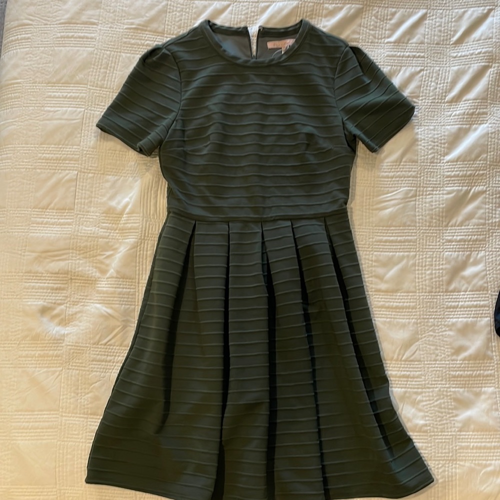 Anthropologie Women’s olive green fit and flare dress